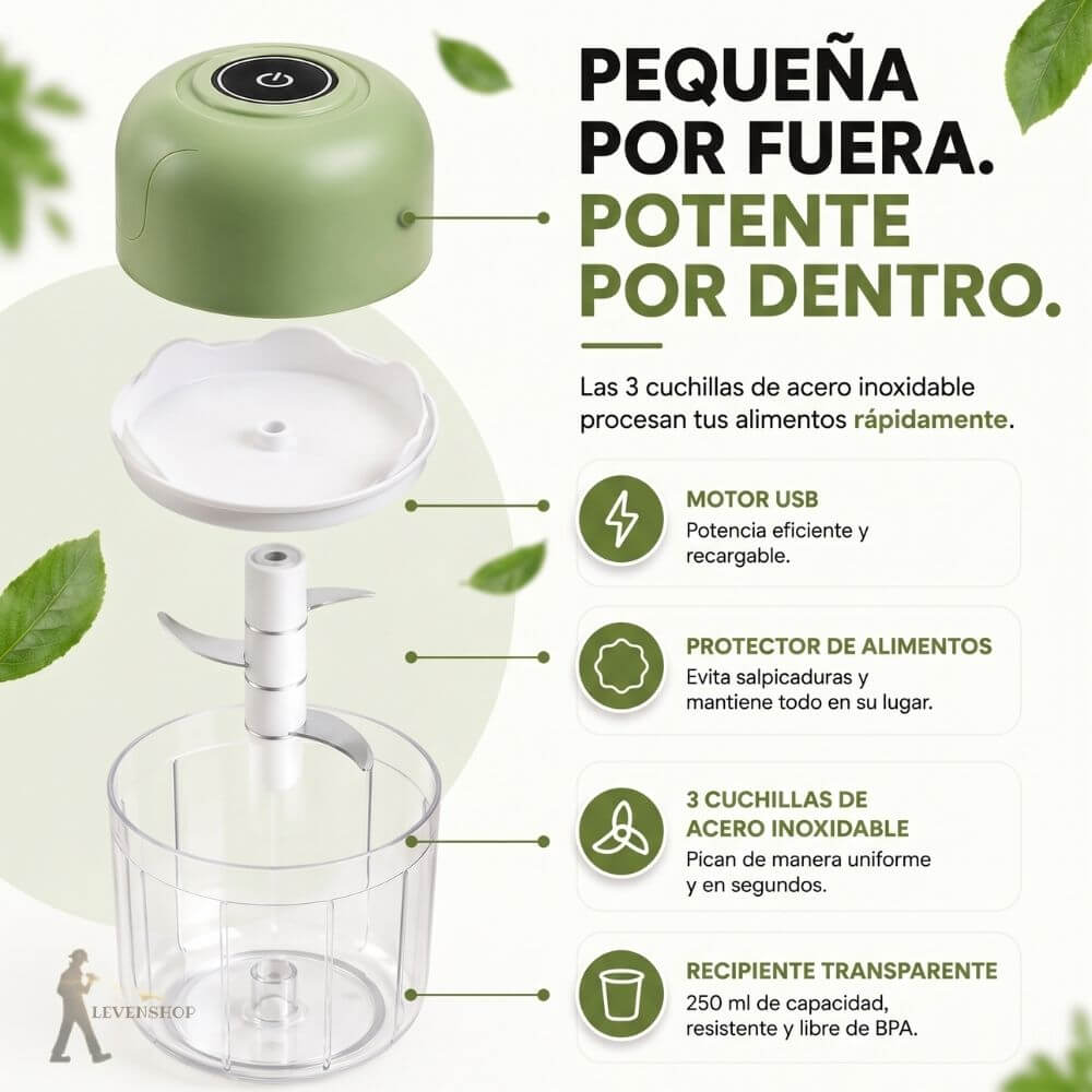 Mini Picadora Eléctrica- Ahorra Tiempo y Espacio
